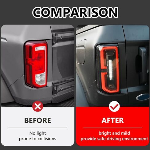 ضوء الذيل متوافق مع 2021-2024 مصباح Ford Bronco Tail Lamp LED المدخن الخلفي استبدال مصباح الفرامل الخلفي لملحقات Ford Bronco 2021 2022 2023 2024 (زوج من 2، مدخن) in Kuwait