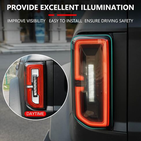 ضوء الذيل متوافق مع 2021-2024 مصباح Ford Bronco Tail Lamp LED المدخن الخلفي استبدال مصباح الفرامل الخلفي لملحقات Ford Bronco 2021 2022 2023 2024 (زوج من 2، مدخن) in Kuwait