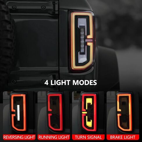 ضوء الذيل متوافق مع 2021-2024 مصباح Ford Bronco Tail Lamp LED المدخن الخلفي استبدال مصباح الفرامل الخلفي لملحقات Ford Bronco 2021 2022 2023 2024 (زوج من 2، مدخن) in Kuwait