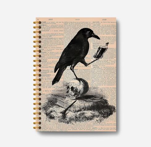 Dark Academia Floral Raven Notebook for Women - Gothic Goth Journal, Witchy Journal Notebook, Witch Stuff, Gothic Office Supplies, Halloween Notebook, Dark Cottagecore Spiral Notebook 5.5x8.3 in Kuwait