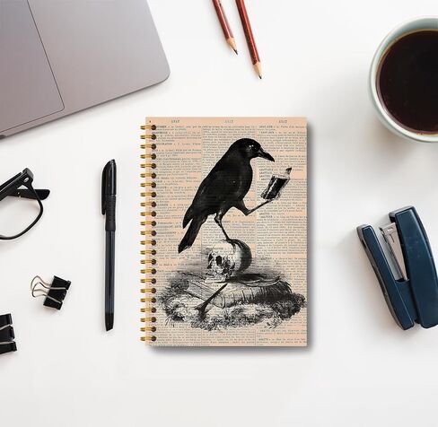 Dark Academia Floral Raven Notebook for Women - Gothic Goth Journal, Witchy Journal Notebook, Witch Stuff, Gothic Office Supplies, Halloween Notebook, Dark Cottagecore Spiral Notebook 5.5x8.3 in Kuwait