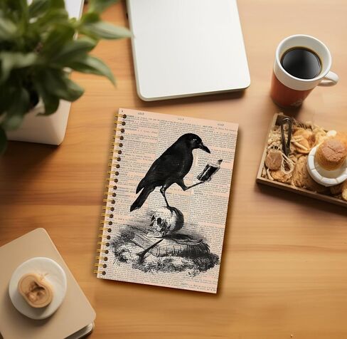 Dark Academia Floral Raven Notebook for Women - Gothic Goth Journal, Witchy Journal Notebook, Witch Stuff, Gothic Office Supplies, Halloween Notebook, Dark Cottagecore Spiral Notebook 5.5x8.3 in Kuwait