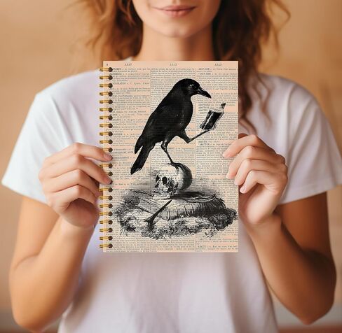 Dark Academia Floral Raven Notebook for Women - Gothic Goth Journal, Witchy Journal Notebook, Witch Stuff, Gothic Office Supplies, Halloween Notebook, Dark Cottagecore Spiral Notebook 5.5x8.3 in Kuwait
