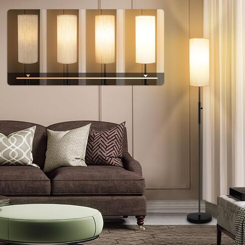 Floor Lamps for Living Room, Modern Standing Lamp, Minimalist Pole Lamp, Stepless Dimmable 9W Bulb Included, Tall Lamp with Linen Shade, Lamps for Bedroom, Office, Kids Room, Reading Light in Saudi Arabia