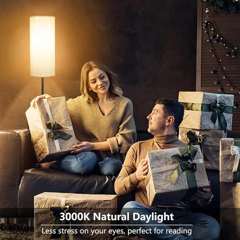 Floor Lamps for Living Room, Modern Standing Lamp, Minimalist Pole Lamp, Stepless Dimmable 9W Bulb Included, Tall Lamp with Linen Shade, Lamps for Bedroom, Office, Kids Room, Reading Light in Saudi Arabia