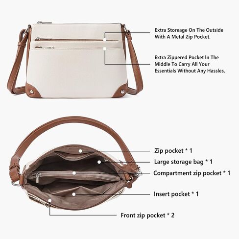 WESTBRONCO Crossbody Bags for Women, Medium Size Shoulder Handbags, Wallet Satchel Purse with Multi Zipper Pocket in Kuwait