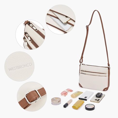WESTBRONCO Crossbody Bags for Women, Medium Size Shoulder Handbags, Wallet Satchel Purse with Multi Zipper Pocket in Kuwait