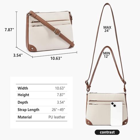 WESTBRONCO Crossbody Bags for Women, Medium Size Shoulder Handbags, Wallet Satchel Purse with Multi Zipper Pocket in Kuwait