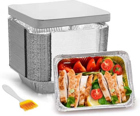 Moretoes Aluminum Pans with Lids, 60 Pack 8.5x6 Inches Aluminum Pans, 2.25LB To Go Containers with Seal in Saudi Arabia