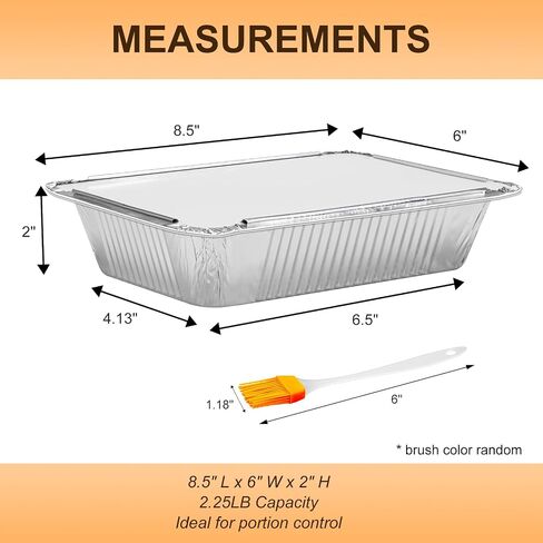 Moretoes Aluminum Pans with Lids, 60 Pack 8.5x6 Inches Aluminum Pans, 2.25LB To Go Containers with Seal in Saudi Arabia