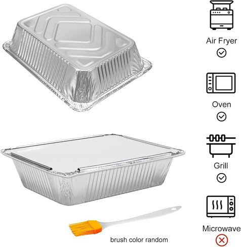 Moretoes Aluminum Pans with Lids, 60 Pack 8.5x6 Inches Aluminum Pans, 2.25LB To Go Containers with Seal in Saudi Arabia
