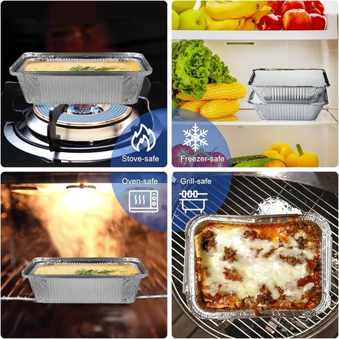 Moretoes Aluminum Pans with Lids, 60 Pack 8.5x6 Inches Aluminum Pans, 2.25LB To Go Containers with Seal in Saudi Arabia