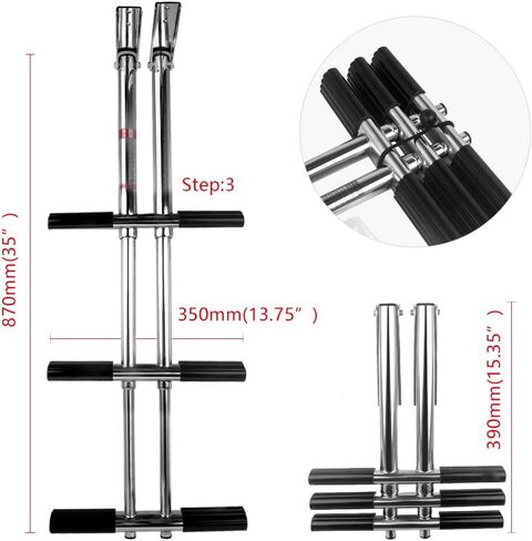 3 Step Boat Dive Ladder,Stainless Steel Telescoping Boat Ladder,Foldable Ladder for Marine Boat,Pontoon Boat,Yacht in Saudi Arabia