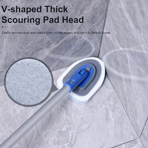 【Upgrade Gear】 5 in 1 Tile Tub Cleaning Brush,Shower Scrubber with 58" Long Handle,Detachable Stiff Bristle Scrub Brush-5 Scouring Pads, 2 Brush Heads for Bathroom Kitchen Wall Tub Tile Sink in Saudi Arabia