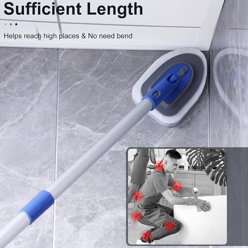 【Upgrade Gear】 5 in 1 Tile Tub Cleaning Brush,Shower Scrubber with 58" Long Handle,Detachable Stiff Bristle Scrub Brush-5 Scouring Pads, 2 Brush Heads for Bathroom Kitchen Wall Tub Tile Sink in Saudi Arabia