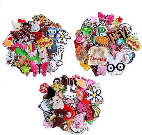 75pcs Assorted Styles Embroidered Patches, Bright Vivid Colors, Sew On/Iron On Patch Applique for Clothes, Dress, Hat, Jeans, DIY Accessories, Mixed in Saudi Arabia