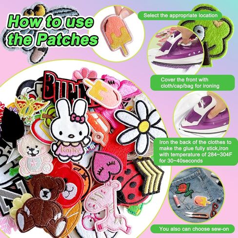 75pcs Assorted Styles Embroidered Patches, Bright Vivid Colors, Sew On/Iron On Patch Applique for Clothes, Dress, Hat, Jeans, DIY Accessories, Mixed in Saudi Arabia