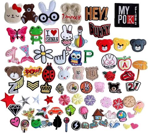 75pcs Assorted Styles Embroidered Patches, Bright Vivid Colors, Sew On/Iron On Patch Applique for Clothes, Dress, Hat, Jeans, DIY Accessories, Mixed in Saudi Arabia