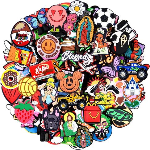 XQNB Lot of 25, 50, 100pcs Random Different Shoe Charms Shoes Decoration for Kids Boys Girls Men Women Party Birthday Gifts in Kuwait