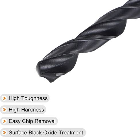 uxcell 6542 High Speed Steel Straight Shank Twist Jobber Drill Bit, Fully Ground Black Oxide Drill Bits 9.2mm Drill Diameter 125mm Total Length 2 Pcs in Saudi Arabia