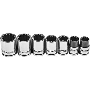 Powerbuilt 3/8-Inch Drive Universal Socket Set, 7 Piece, Fits SAE and Metric, Size Markings - 642054