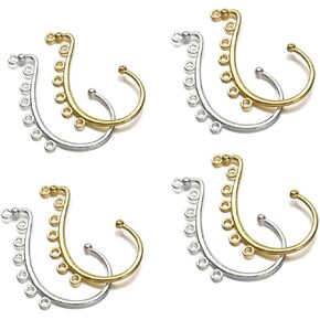 RUITASA DIY Ear Cuffs Earrings, No Piercing Ear Cuff Clips ，20PCS 7 Hole Earring Clip, 7 Holes Ear Wrap Earring Hooks for Jewelry, DIY Jewelry Making Accessories for Earrings(Silver, Gold)