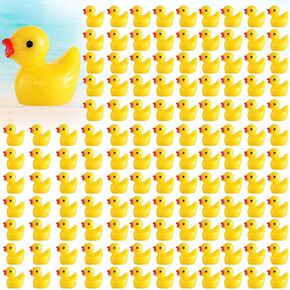 Rachan 130 Pcs Yellow Mini Ducks Bulk Resin Duck Figurines for Miniature Landscape Garden Aquarium Potted Accessories Home Prank Game Dollhouse Decor Office Decompression