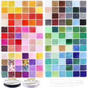 EuTengHao 3mm Glass Seed Beads for Bracelet Making Kit, 8/0 Small Craft Beads for Bracelet Necklaces Crafting Jewelry Making Supplies (36000Pcs,144 Colors)