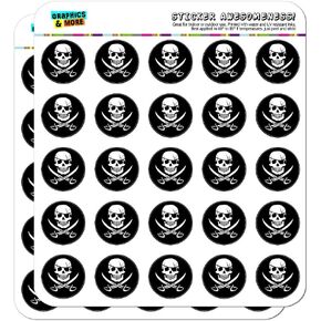 Pirate Skull Crossed Swords Jolly Roger 2" Planner Calendar Scrapbooking Crafting Clear Stickers