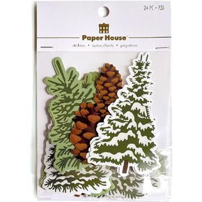 Paper House Productions Pine Forest 24-Piece Scrapbook Die-Cut Foil Accent Stickers - 3 Packs