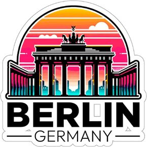Berlin Germany Sticker Weatherproof Vintage Decal Vinyl Small Waterproof for Water Bottle Mug Passport Book Scrapbook Notebook Laptop Tumbler Skateboard Computer Phone Size 4" Funny Gift