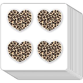 Leopard Print Heart Stickers 1in for Scrapbooking, Arts, Craft, Kids DIY, Calendars Journals 80-Pack