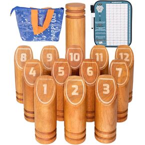 مجموعة ألعاب الرمي الخشبية المرقمة، لعبة الرمي لعبة البولينج مع لوحة النتائج وحقيبة الحمل، لعبة الشاطئ في الفناء الخلفي للعائلة والحفلات in Kuwait