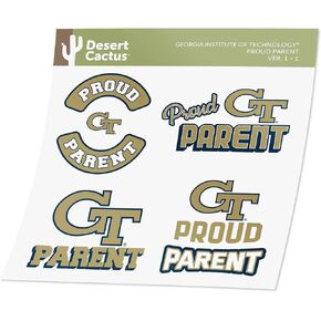 Desert Cactus Georgia Tech Sticker Yellowjackets Vinyl Decal Laptop Water Bottle Car Scrapbook (Proud Parent Sheet)