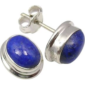Natural Navy Blue Lapis Lazuli Earrings 0.5" 925 Solid Silver Art Gift in Kuwait