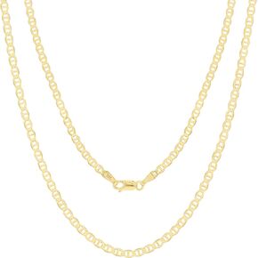 Nuragold 14k Yellow Gold Solid 3mm Anchor Mariner Link Chain Pendant Necklace, Mens Womens Jewelry 16" 18" 20" 22" 24"