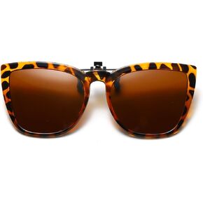 Long Keeper Polarized Clip on Sunglasses Over Prescription Women Men with UV Protection Clip on Cat Eyeglasses