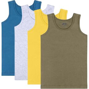 Brix Boys Undershirt Tank Top - Tagless 100% Cotton Super Soft 4 Pack Novelty.