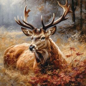 Generic Watercolor Deer 11ct Counted Cross Stitch Kits Color Printed Stamped Cross-Stitch Supplies Needlework Printed Embroidery Kits DIY Kits Needlepoint Starter Kits 50x50cm(h1), QINYUN-WU Q85