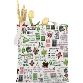 MAOFAED Video Game Inspired Gift Gamer Gift Game Lover Gift Plumbob Sul Sul Tote Bag For Shopping Travel