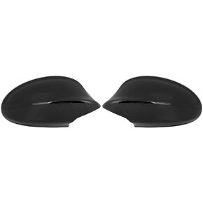 X AUTOHAUX Pair New Exterior Rear View Mirror Housing Door Wing Mirror Covering Cap Glossy Black for BMW 3-Series E90 E91 325i 328i 330i Sedan 2005-2008
