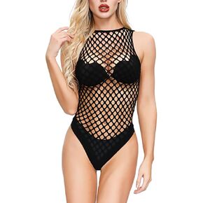 Women Fishnet Mesh Bodysuit Sexy One Piece Teddy Lingerie