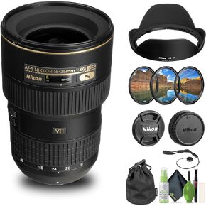 Nikon AF-S NIKKOR 16-35mm f/4G ED VR Lens (2182) + Filter Kit + Cap Keeper + Cleaning Kit (Renewed)