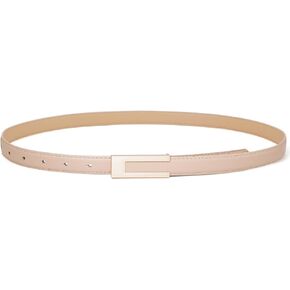 Skinny Leather Belts for Women Thin Waist Belt with Gold Buckle for Dress
