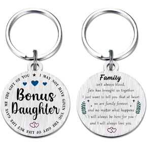 Bonus Daughter Graduation Gifts - Stepdaughter Mother's Day- Unbiological Adopted Step Daughter Birthday Keychain