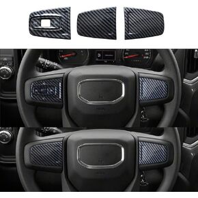 ruihe Carbon Fiber Color Steering Wheel Cover Trim Fit for GMC Sierra Chevy Silverado 1500 2019-2023 /2500HD 3500HD 2020-2023/Yukon 2021-2023 (Part of The fit)