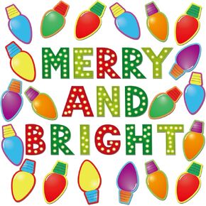 Christmas Cutouts Xmas Bulb Classroom Bulletin Board Decorations Merry Christmas Party Supplies for Toddler Kids Students Classroom Decors