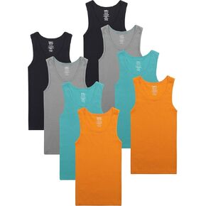 Buyless Fashion Boys Scoop Neck Tagless Undershirts Soft Cotton Tank Top (10 Pack)