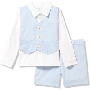 GUESS baby-boys Poplin Woven Shirt With Vest and Dress Shorts