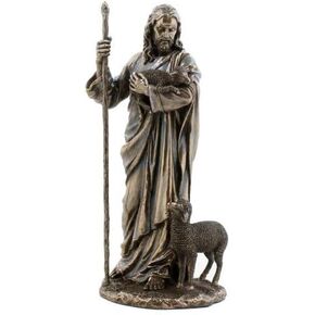 WU Jesus The Good Shepherd Statue Sculpture 11 ½-Inch (Bronze)